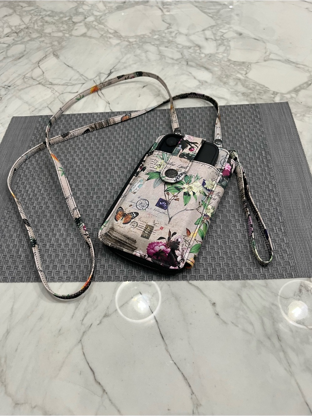 Floral Crossbody Phone Wallet Case - Pink